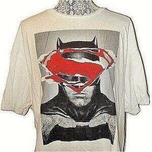 DC Comics T Shirt Batman vs Superman White Graphic Tee Mens Size XL